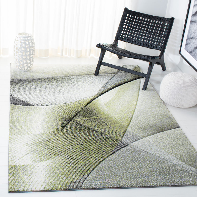 Orren Ellis Toone Geometric Gray/Green Area Rug Wayfair